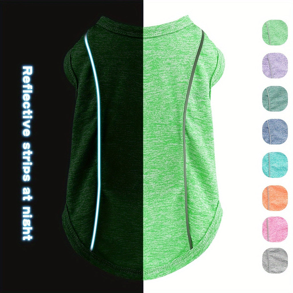 Sun Protection Dog Shirt with Reflective Strips – Quick-Dry Stretchy UV Protective Pet T-Shirt for Small, Medium, and Large Dogs, Breathable Summer Doggie Clothes XS to 4XL, Multiple Colors