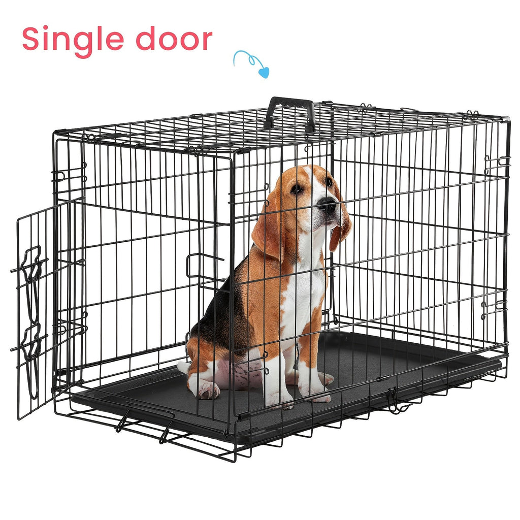 Foldable Double-Door Metal Wire Dog Crate with Divider Panel and Leak-Proof Tray, Indoor/Outdoor Travel Pet Kennel for Small, Medium, Large, and XL Dogs, 4 Sizes Available