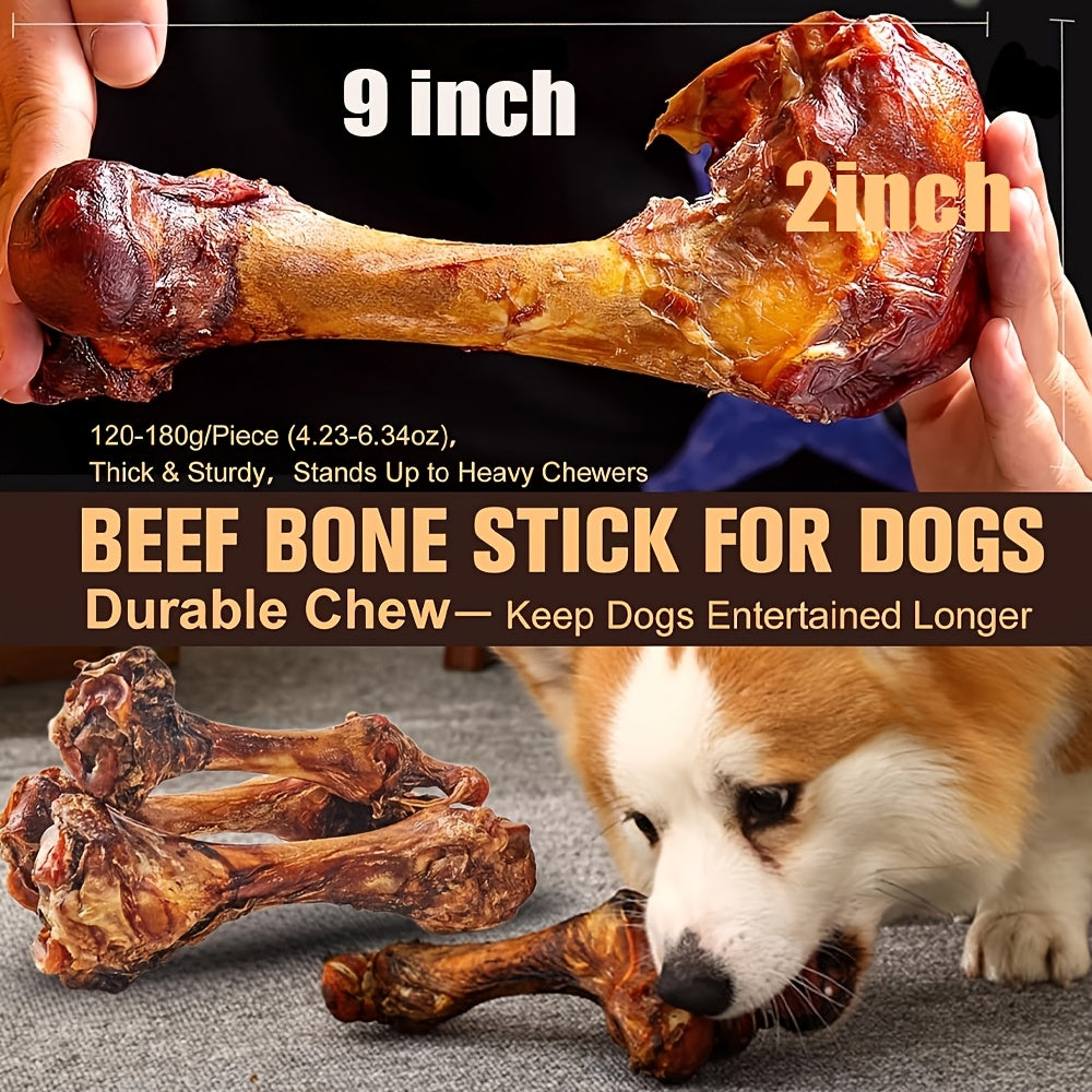 Long-Lasting Beef Bone Dog Chews, Large Beef-Flavored Chew Bones for Medium and Large Dogs, Natural Daily Reward Treats for Indoor and Outdoor Snacking, Pet Dental Chews