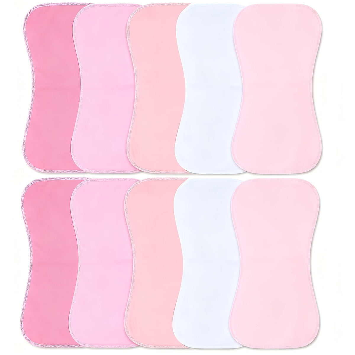 10-Pack Baby Burp Cloths for Newborn Boys & Girls, Large Neutral Baby Washcloth Burp Rags, Era of Dinosaurs, Fox Home, Steel Roses, Pink Florals, Simple Beige, Pink Peach & Pink Starlink