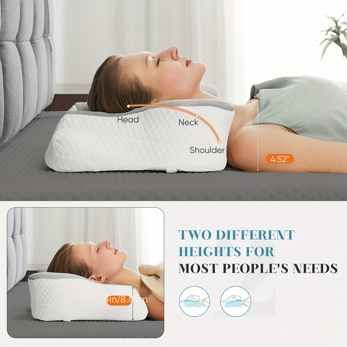 Cervical Neck Pillow, Memory Foam Ergonomic Contour Pillow for Neck Pain Relief, Cooling Pillowcase Included, Orthopedic Bed Pillow for Side, Back, and Stomach Sleepers, Shoulder & Spine Support Sleep Pillow