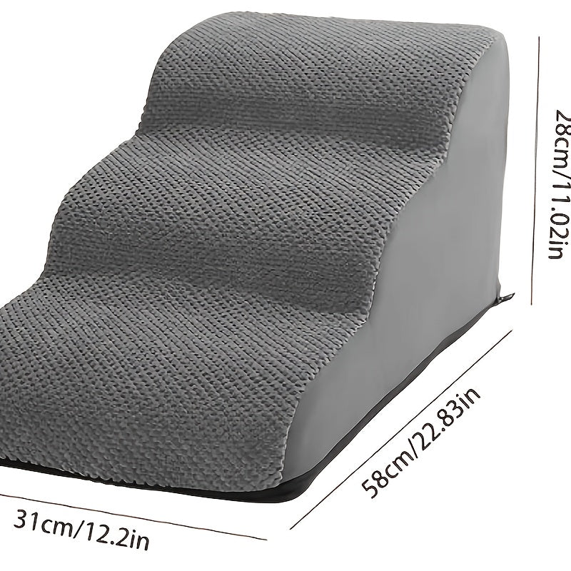 Dog Stairs for High Beds & Sofa Pet Steps Ramp, Sponge Foam Slope for Small Dogs and Cats, Memory Rebound Density 28-32, Non-Slip Pet Stairs, 22.83x12.2x11.02 Inches, Gray/Green