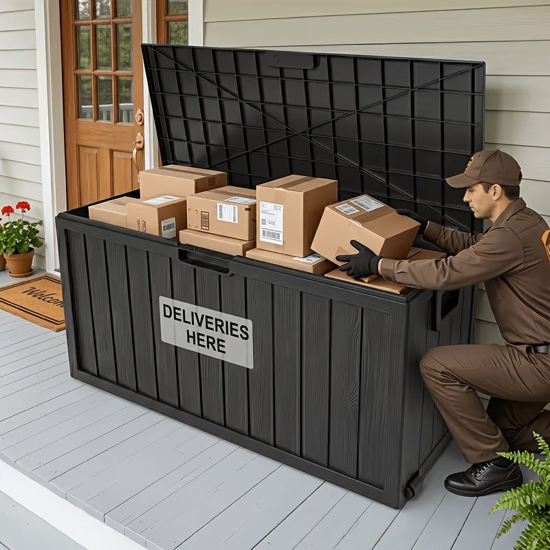 Outdoor Waterproof Storage Box – 35 or 75 Gallon Patio Deck Box, Lidded Weatherproof Storage Chest for Cushions, Pool Toys & Garden Tools, for Backyard, Lawn, Garage & Patio – Nova Mart