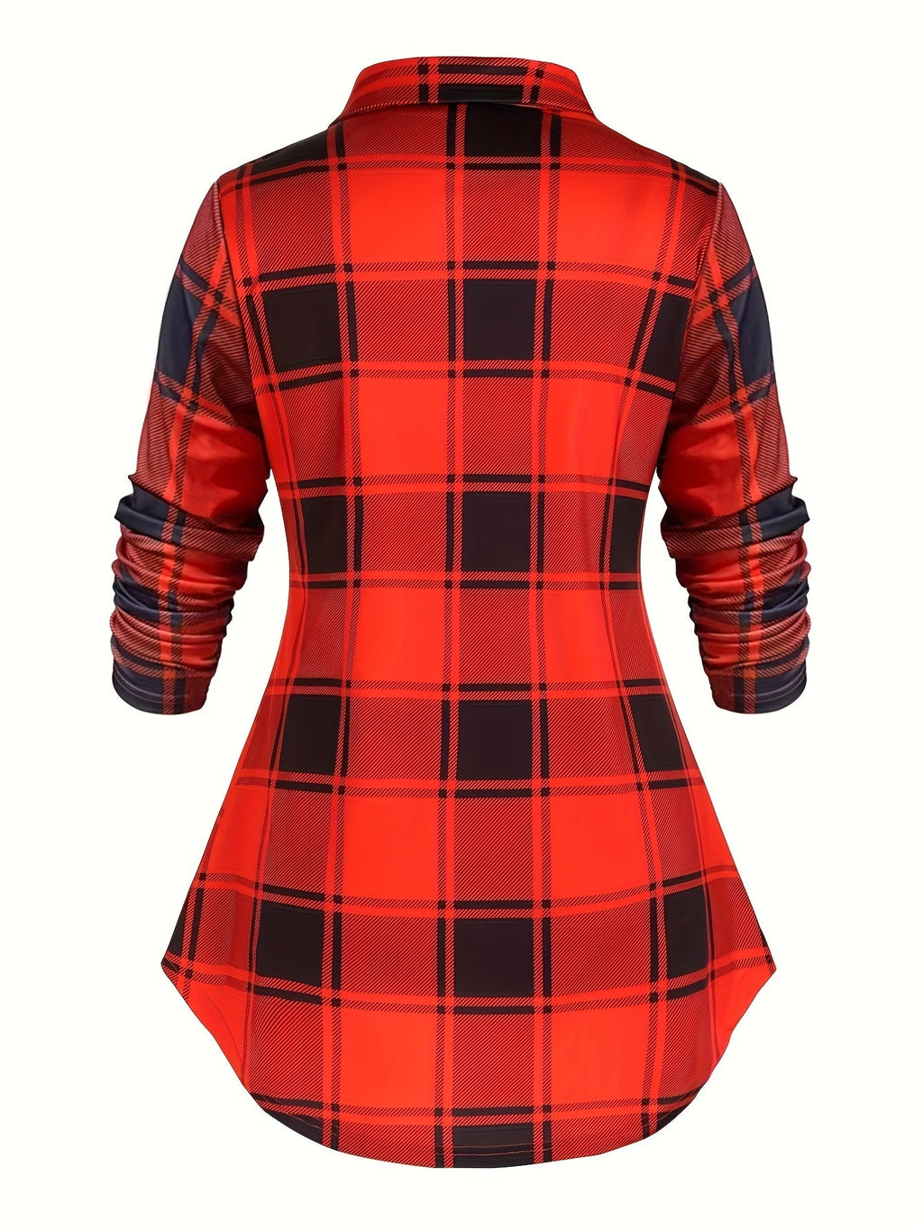 Women's Retro 2-Piece Set - High-Waist Plaid Long Sleeve Blouse & Suspender Skirt | Vintage Button Lapel Collar Fall Spring Fashion Outfit