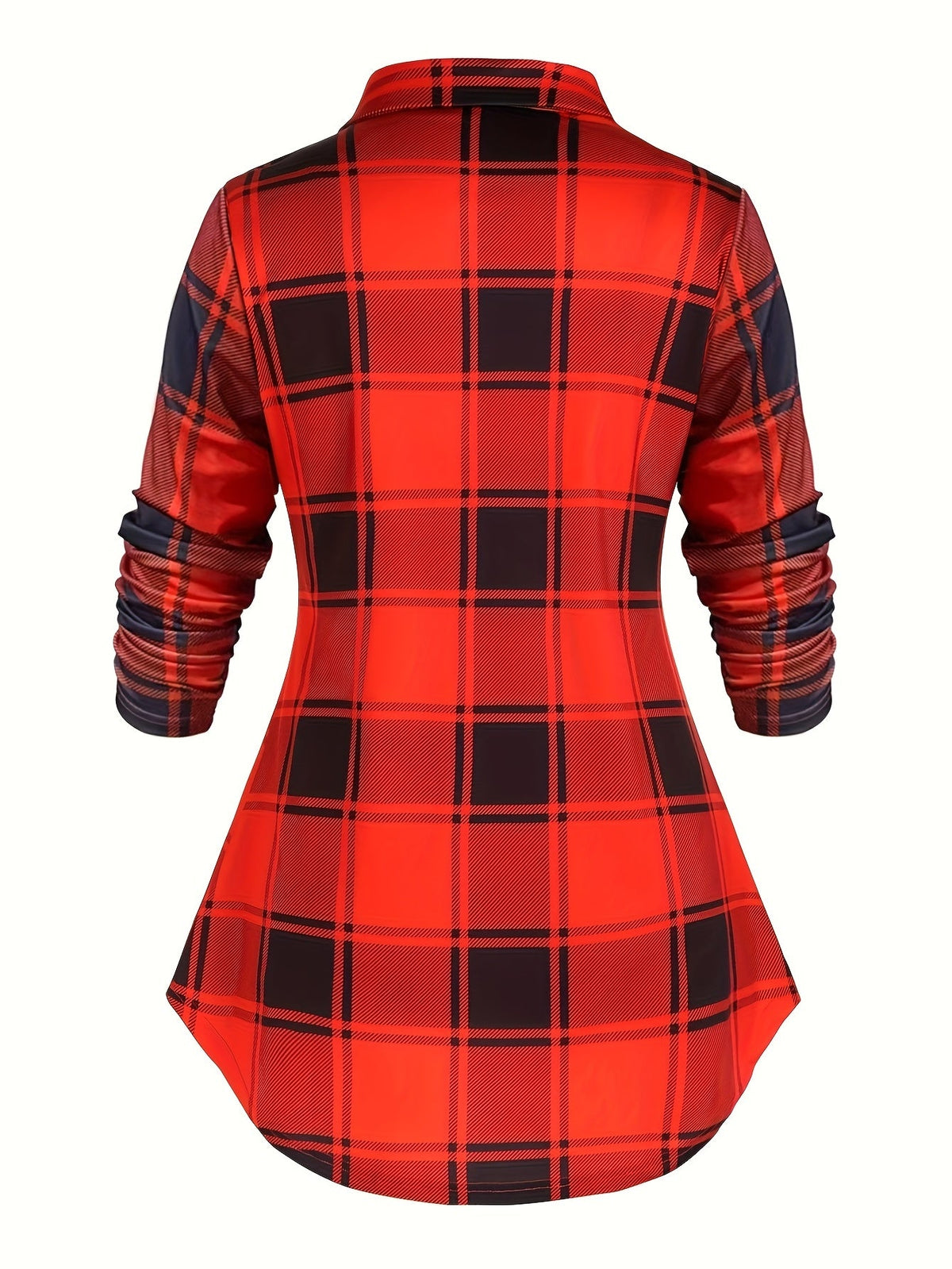 Women's Retro 2-Piece Set - High-Waist Plaid Long Sleeve Blouse & Suspender Skirt | Vintage Button Lapel Collar Fall Spring Fashion Outfit