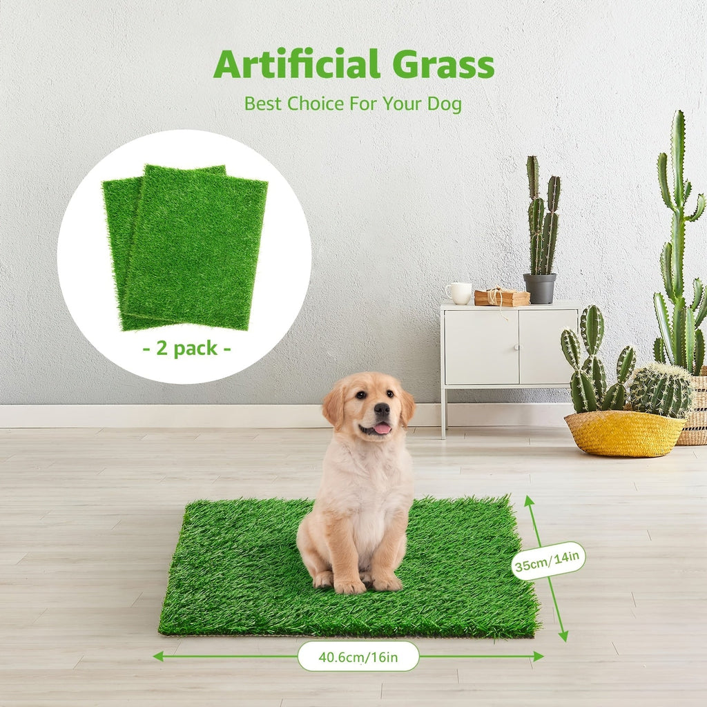 2-Pack Washable Dog Potty Training Mat, Reusable Artificial Grass Pad with Odor Control for Puppies and Adult Dogs, Indoor/Outdoor Housebreaking and Travel Pet Waste Solution