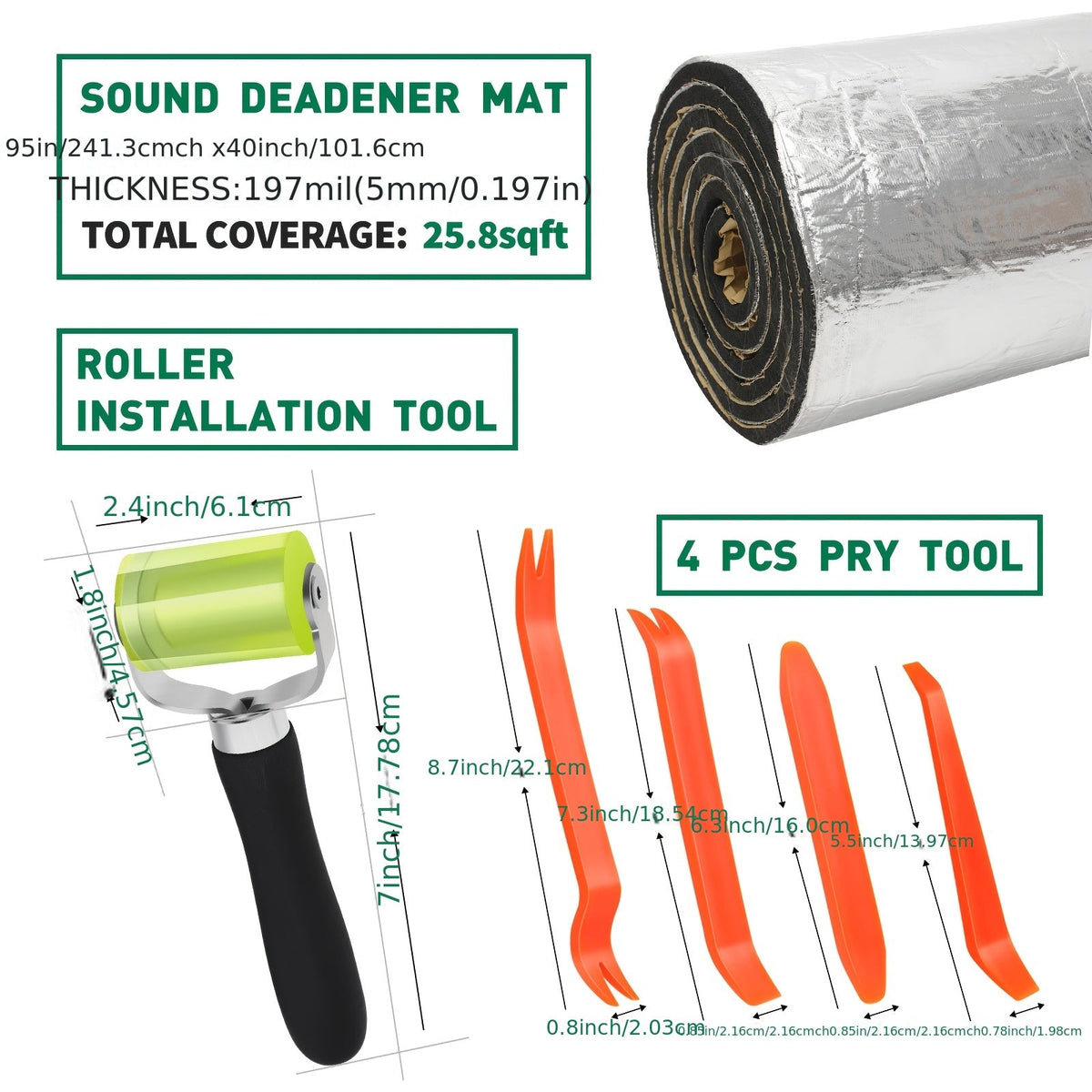 Car Sound Deadener & Heat Shield Mat 22/26 Sqft – Self-Adhesive Aluminum Foil Noise Reduction Insulation, Easy to Cut & Install for Floor, Door, and Trunk, Free Installation Tools Included