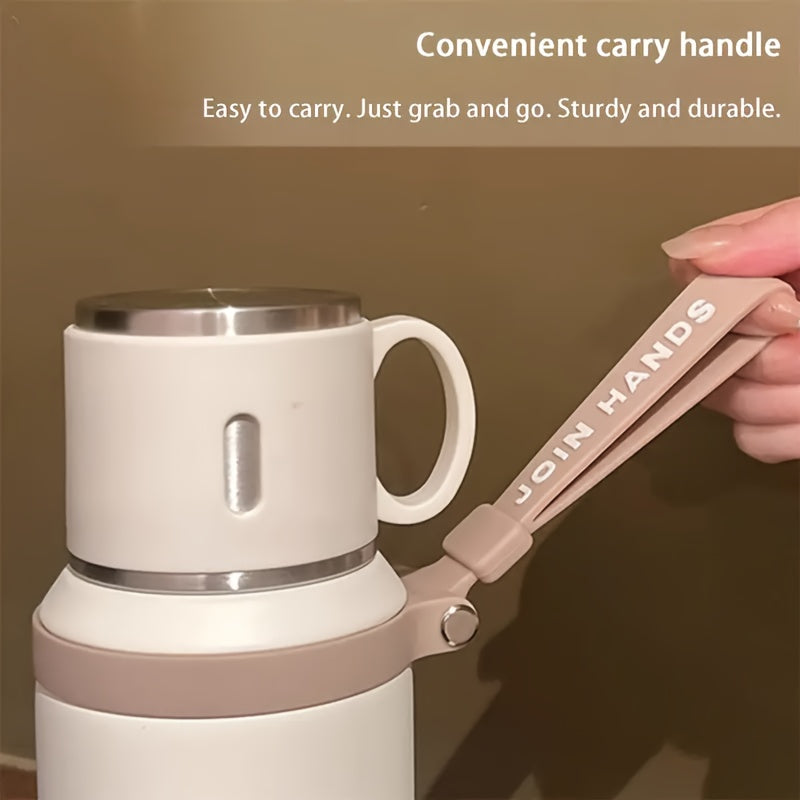 600ml (20oz) Stainless Steel Tumbler, Double-Wall Vacuum Insulated, Leak-Proof Lid with Handle, Cleaning Brush Included, for Hot/Cold Drinks, Travel, Office, Gym, Outdoor Water Bottle