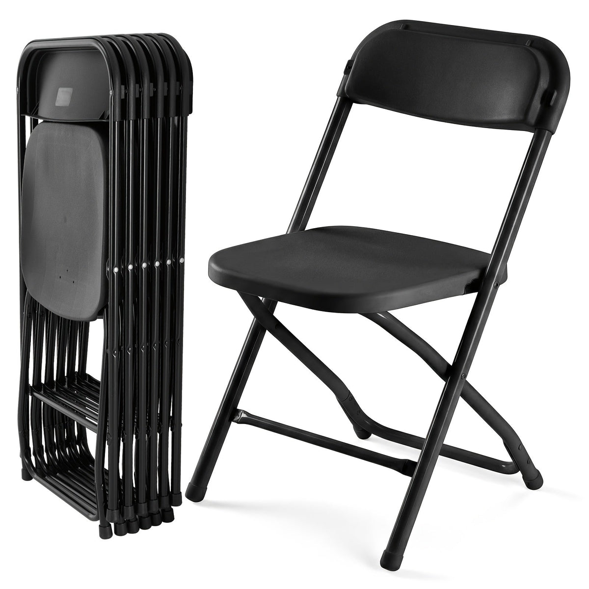 Plastic Folding Chair 330LB Heavy Duty – Lightweight Foldable Chairs for Office Indoor Outdoor Events in Black & White (Set of 4 / 6 / 10)