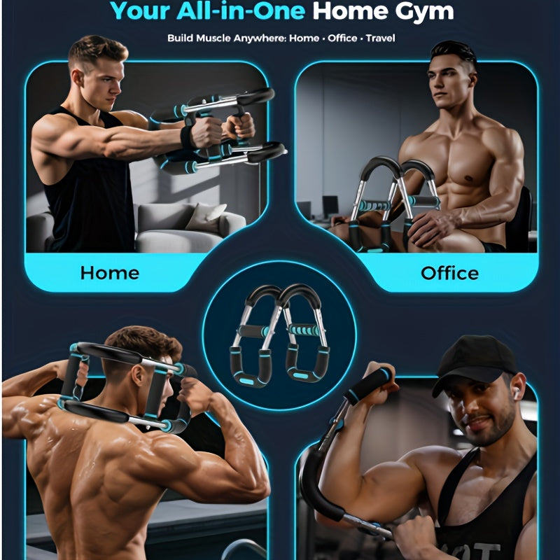 U-Shaped Adjustable Chest and Arm Muscle Strength Trainer, 60-100 lbs Spring Resistance, Triceps and Chest Workout Equipment, 2-Level Adjustment, Detachable and Portable Home Gym Fitness