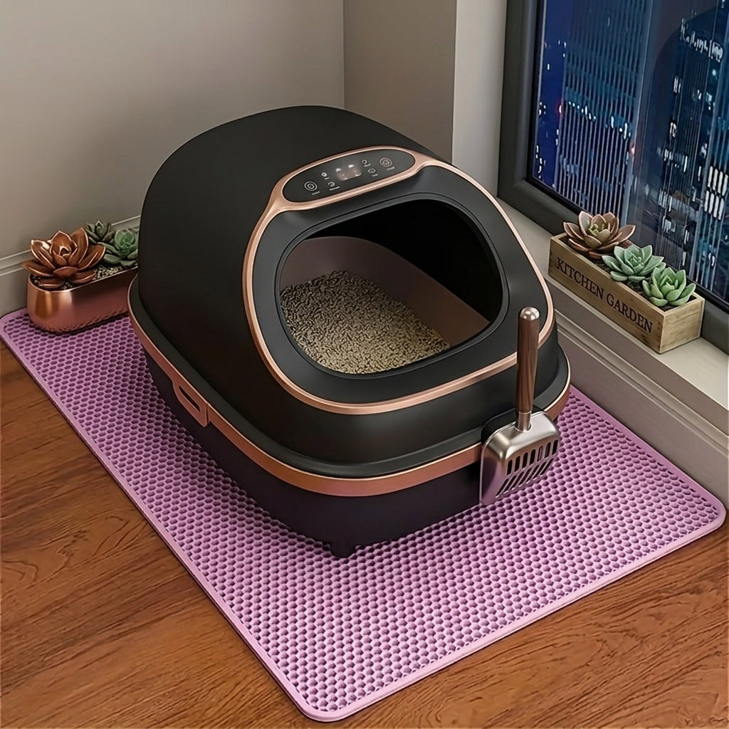 猫砂垫超大双层 24x35 英寸 - 防溅防漏 EVA 防滑可清洗猫砂收集垫，除臭易清洁猫砂盆垫，2026 升级款，粉色