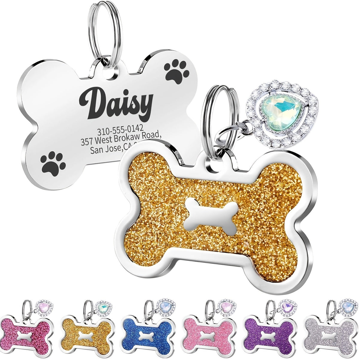 Personalized Pet ID Tag - Engravable Dog & Cat Collar Tag with Name, Phone & Info, Fits Small Medium Large Dogs & Cats, 6 Colors, Durable Everyday Pet ID Tag for Safety & Style
