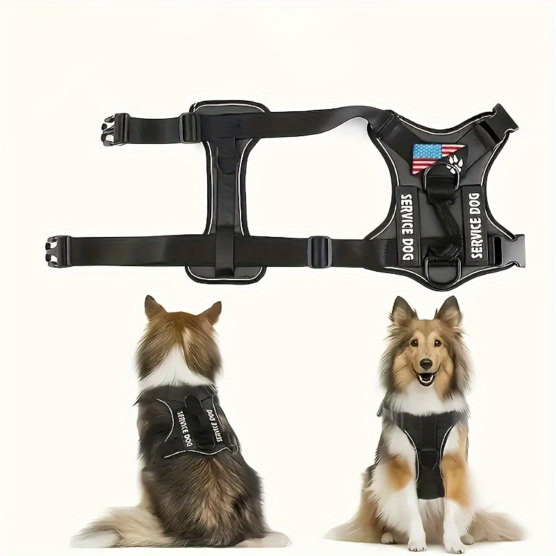 Reflective Dog Harness Vest with 5 Customizable Patches, Adjustable Soft Oxford No-Pull Pet Harness with Mesh Lining, Easy Control for Small, Medium, and Large Dogs – Escape-Proof Dog Walking Vest Harness