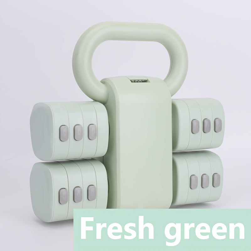 2-in-1 Adjustable Dumbbell & Kettlebell 0–11 Lb (0–5 kg) Twist-Lock 0.5 kg Steps No Battery Needed Compact Home Gym Office & Rehab – Light Green