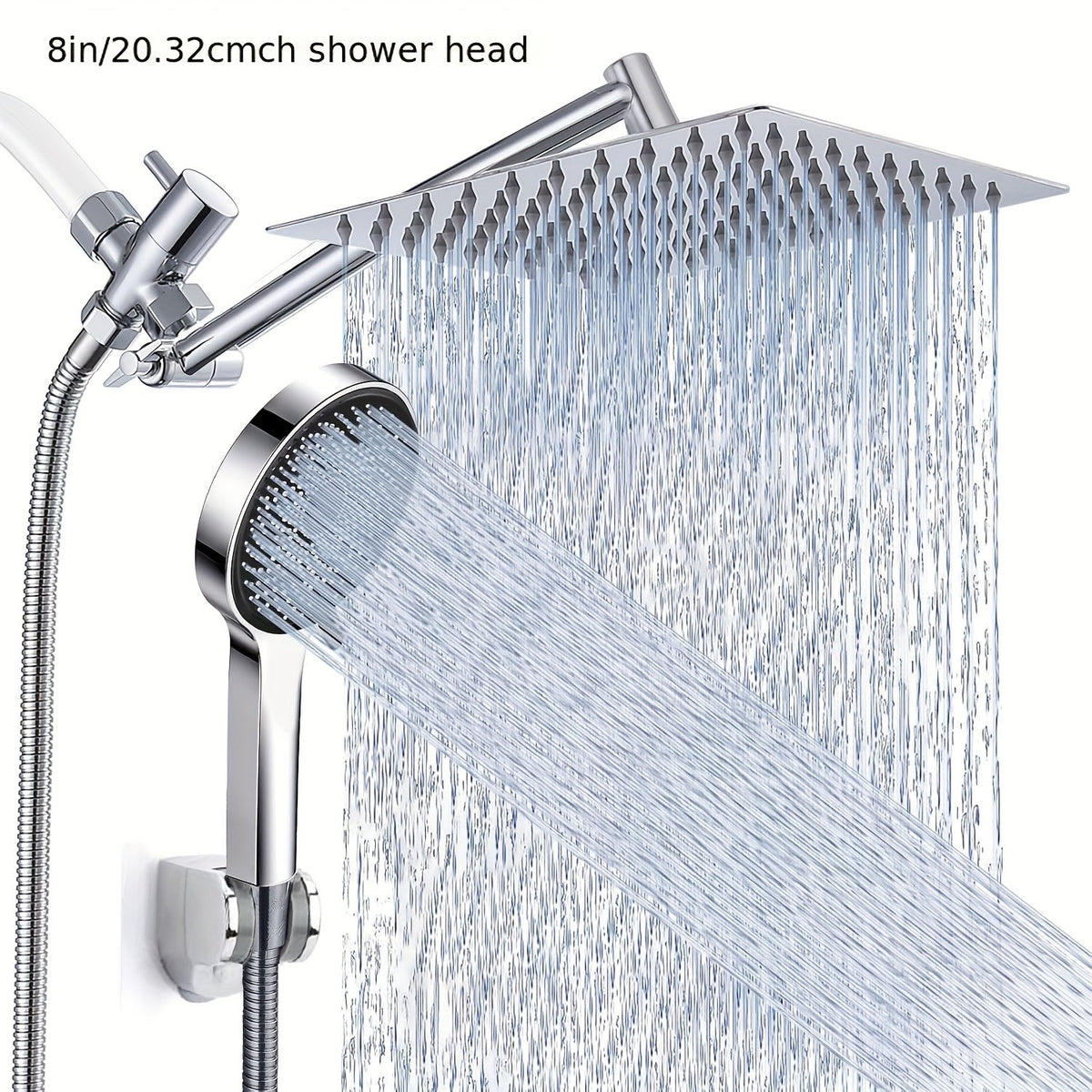 High Pressure Rainfall Handheld Shower Head Combo with 11-Inch Adjustable Extension Arm, 9 Settings, Anti-Leak Design, Chrome and Matte Black Finish