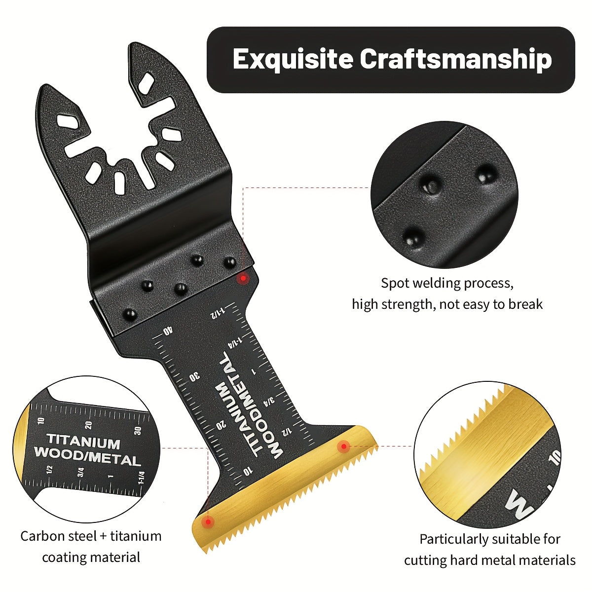 Titanium Oscillating Saw Blades Universal Quick Release Multi-Tool Blade Set – 18/28/36/50 Pcs, Cuts Metal, Wood & Plastic, Compatible with DeWalt, Makita, Bosch & More