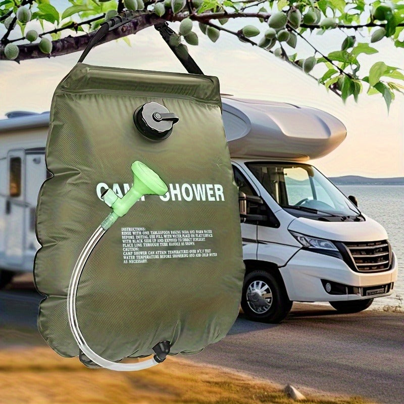 Portable Camping Shower Bag 5.28 Gallons | Solar Heated Outdoor Shower with Adjustable Hose | Lightweight Durable PVC | Perfect for Camping, Beach, RV, Backyard | 20L