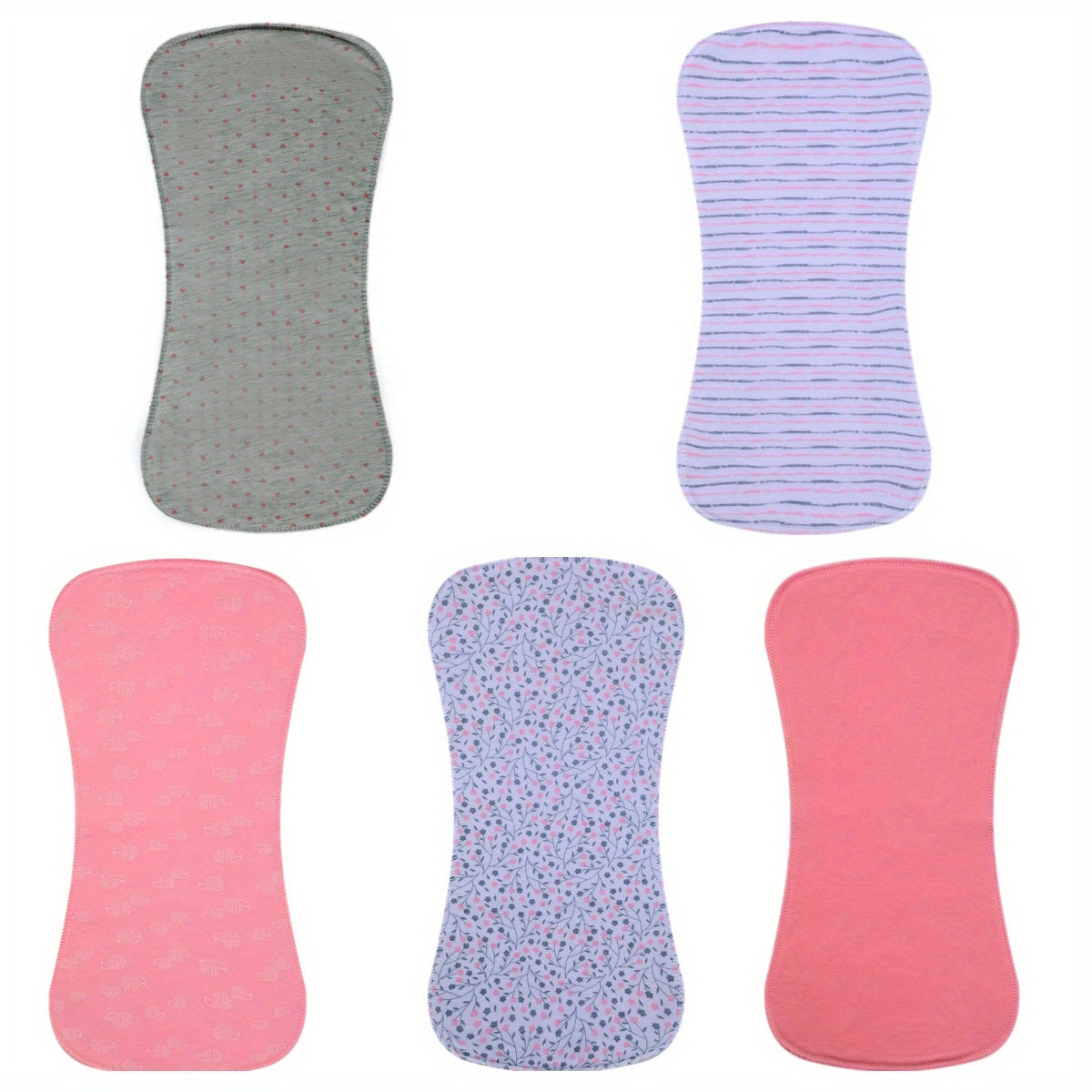 Cotton Baby Burp Cloths Set of 5, Extra Absorbent Soft Burping Cloths for Newborns & Infants, Reusable Spit-Up Rags for Boys & Girls, Baby Shower Gift