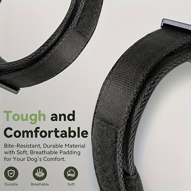 Tactical Dog Collar with AirTag Holder & Handle – Heavy-Duty PC Nylon, Adjustable M/L/XL for Medium to Large Dogs, Military-Style Training Collar with Control Handle