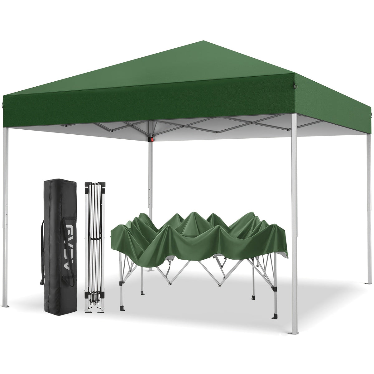 10x10 Pop Up Canopy Tent, UPF 50+ Heavy-Duty Steel Frame, 3 Height Settings, Waterproof Instant Canopy with Carry Bag for Backyard, Patio, Beach, Camping, Party, Market - Space Gray, Black, Blue, Red, Dark Gray, Forest Green