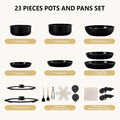 Nonstick Pots and Pans Set with Detachable Handles 15-23 Piece, Cast Aluminum Cookware Set Dishwasher Safe PFAS PFOA Free, Induction Compatible Kitchen Cooking Set with Utensils for RV Home, Black Cream White