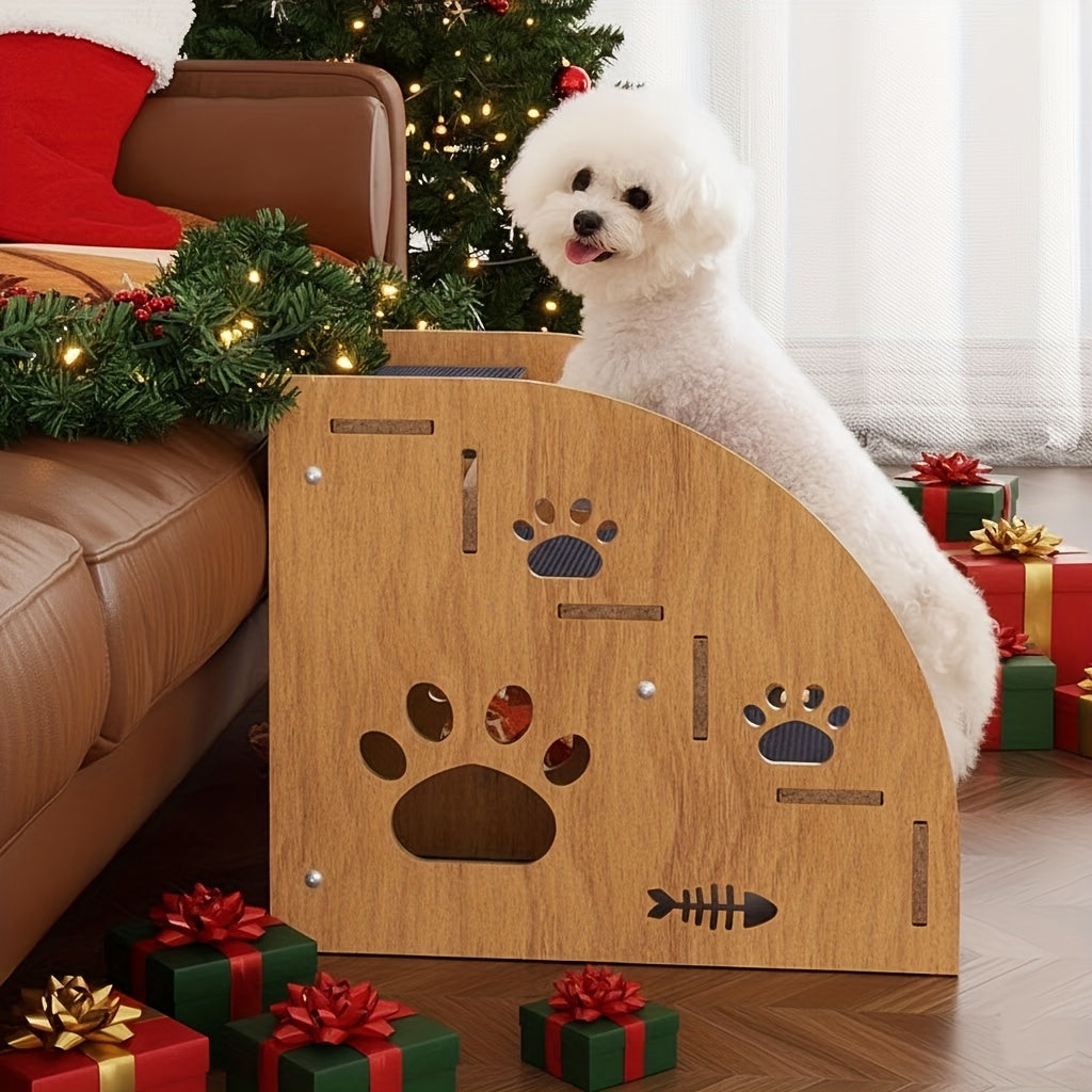 Non-Slip Pet Stairs for Bed and Couch - 3 or 5 Step Dog Steps with Safety Rails and Ramp Design, 15 Inch Height for Small Dogs, Cats, and Senior Pets, Lightweight Portable Pet Steps