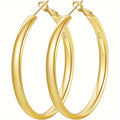 Women's 925 Sterling Silver Hoop Earrings – Hypoallergenic Thick Round Hoops, Gold & Silver, 5 Sizes 40mm–70mm, French-Style Jewelry for Daily Wear & Parties