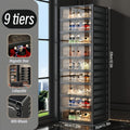 Foldable Shoe Cabinet 3 6 9 Tier No-Install Dustproof Shoe Rack with Clear See-Through Doors Magnetic Closure Large Capacity for Entryway Hallway Foyer 18 Pairs