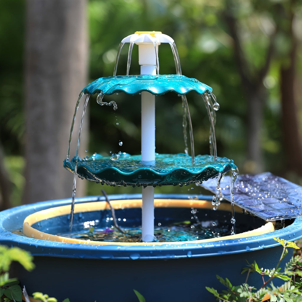 3-Layer Solar Bird Bath Fountain 3.5W – Outdoor Garden Courtyard Decor Solar Powered Fountain Pump, No Wiring Needed, Dark Green, Light Blue, or Fountain-Only, Single & Three Tier Options