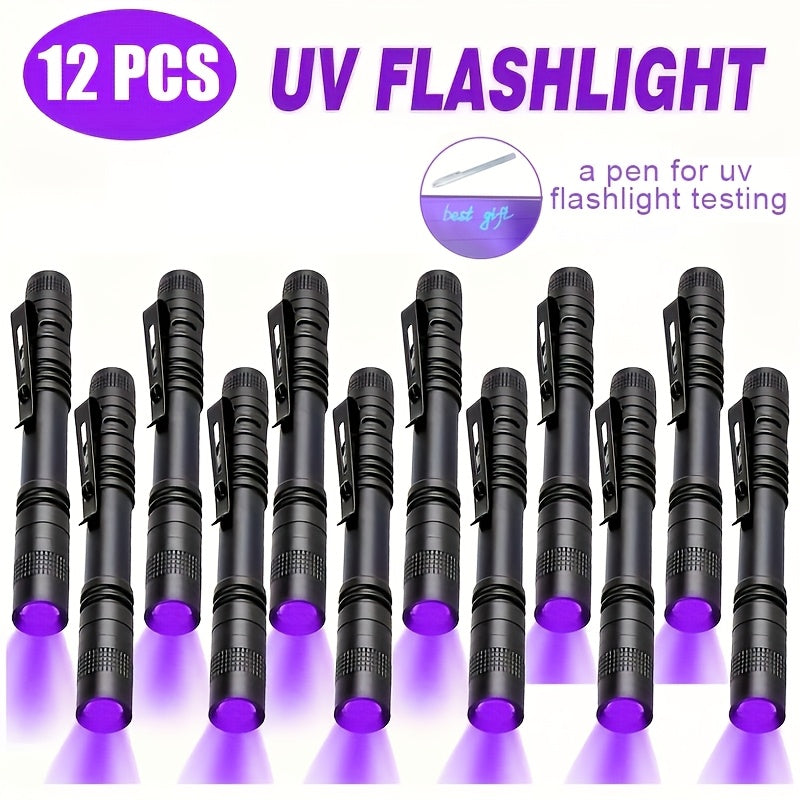 UV Blacklight Flashlight 395nm Portable Ultraviolet Light for Counterfeit Detection, Pet Urine Stain, Scorpion Hunting, and Ringworm Detection, Multi-Pack (4/6/8/12 pcs), AAA Battery Powered