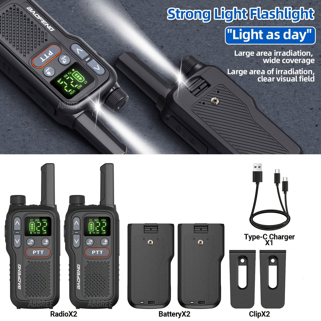 Baofeng BF-T18 Long Range Walkie Talkies for Adults – FRS Two-Way Radio with NOAA Weather Alert, VOX Hands-Free, 1500mAh USB-C Rechargeable, LED Flashlight for Hiking, Camping & Outdoor Adventures