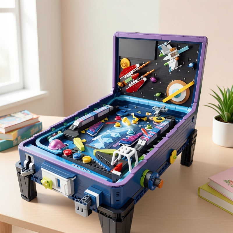 Pinball Machine Building Block Set, 2300 Pieces, MOC Arcade Game Console Table Toy for Adults, Teens, Family Fun, Holiday Gift, Creative STEM Build with Original Box
