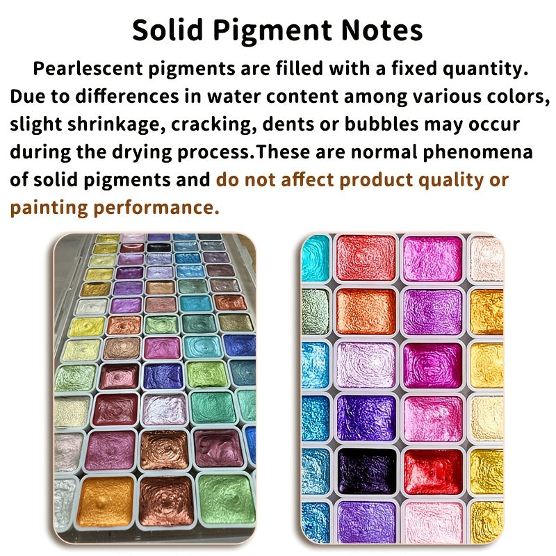 98-Color Metallic Shimmer Watercolor Paint Set, Premium Pearl Pigments in a Portable Case, High Lightfastness for Canvas Illustration, Scrapbooking, Decoration, and Art Supplies for Artists and Hobbyists