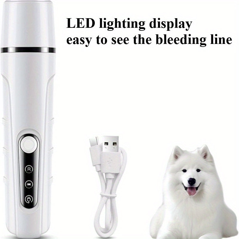 Rechargeable Pet Nail Grinder, Low Noise and Low Vibration for Dogs and Cats – USB Charging, LED Display, Safe Grooming Tool