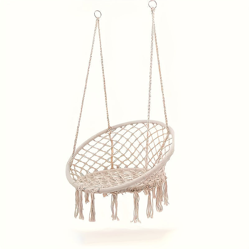 Hanging Hammock Chair Swing Woven Patio Swing Chair for Outdoor Garden Indoor Balcony & Camping – Holiday Gift – Black & White