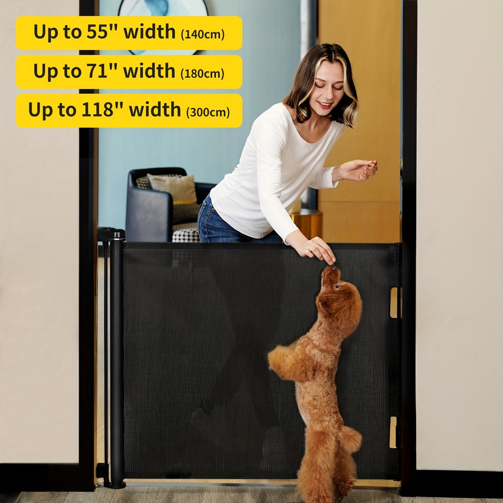 VERASTE Retractable Mesh Safety Gate, 33"/41" Tall Baby & Pet Gate for Doorways, Stairs & Hallways, Indoor & Outdoor Use, Multiple Width Options, Black, White & Gray