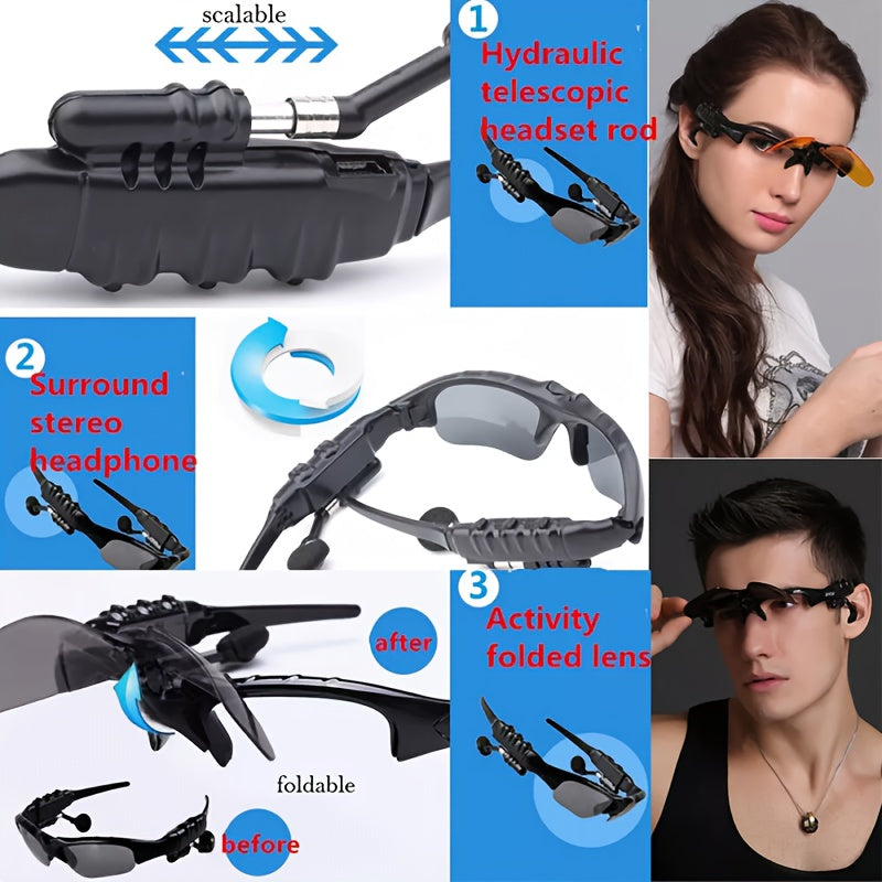 Bluetooth 5.4 Smart Audio Glasses Wireless Headset – Hands-Free Calls & Music, Built-In Condenser Mic, Volume Control, USB Charging, 80mAh Battery, Open-Ear Wearable Tech Eyewear for Men & Women