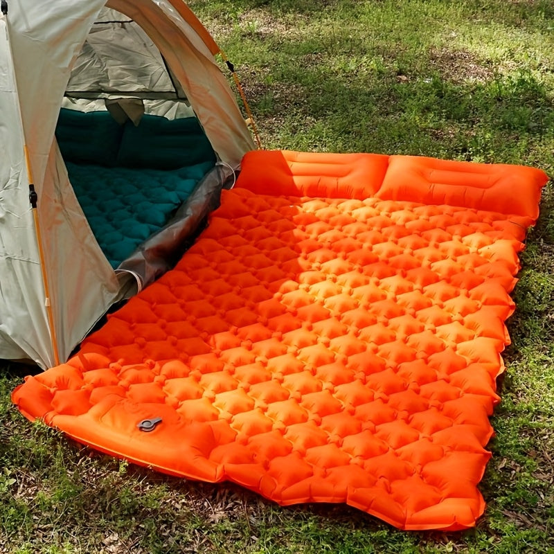 Self-Inflating Sleeping Pad, Ultralight Nylon TPU Camping Mat, Built-In Pump, Single & Double Person Options, Compact Portable Sleeping Mat for Camping, Hiking, Backpacking, Travel, and Picnics, Orange & Blue