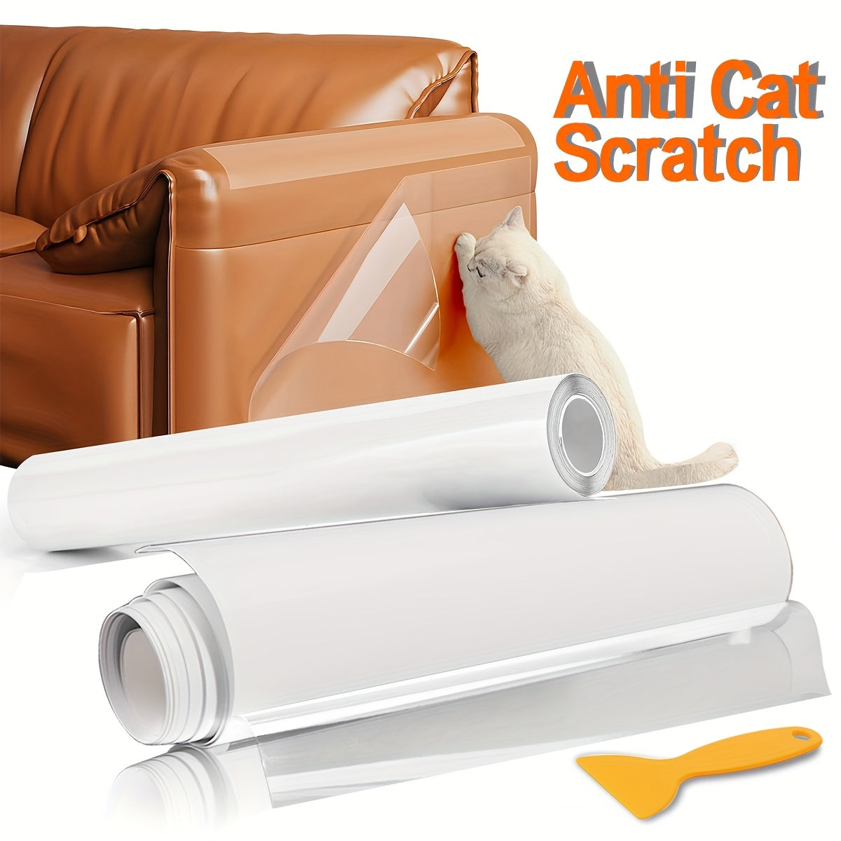 Anti-Cat Scratch Tape Transparent Self-Adhesive Furniture Protector - 3 Yard Roll Cat Scratch Deterrent Film for Sofa, Couch, Doors & Carpet - 4 Width Options (5.9", 11.8", 17.7", 23.6")