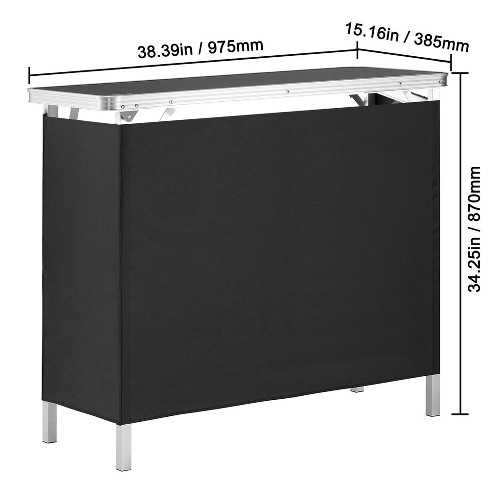 Portable Tradeshow Podium & Display Counter, 38.4"x15.2"x34.3", 111 lbs Top / 66.7 lbs Shelf, 4-Leg Aluminum Alloy & MDF, Foldable, Storage Rack, Polyester Cloth & Carrying Bag Included, for Trade Show, Expo & Event