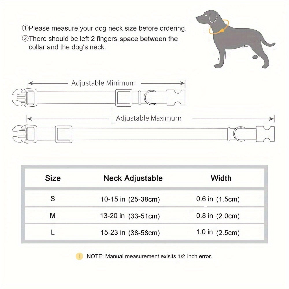 Customizable Nylon Dog Collar with Quick-Dry Diving Cloth Lining – Soft, Comfortable, and Durable Collar for Small, Medium, and Large Dogs – Personalized ID Dog Collar for Daily Walking & Outdoor Activities