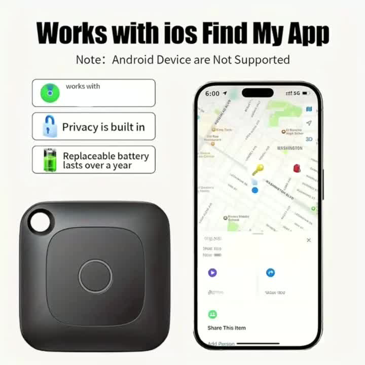 WeTag Smart Bluetooth Item Tracker 1.43" Mini GPS Finder for Keys, Wallets, Luggage, Cars, and Bags – High Decibel Alarm, App Control – 1/2/4/8 Pack – Gift for Travelers