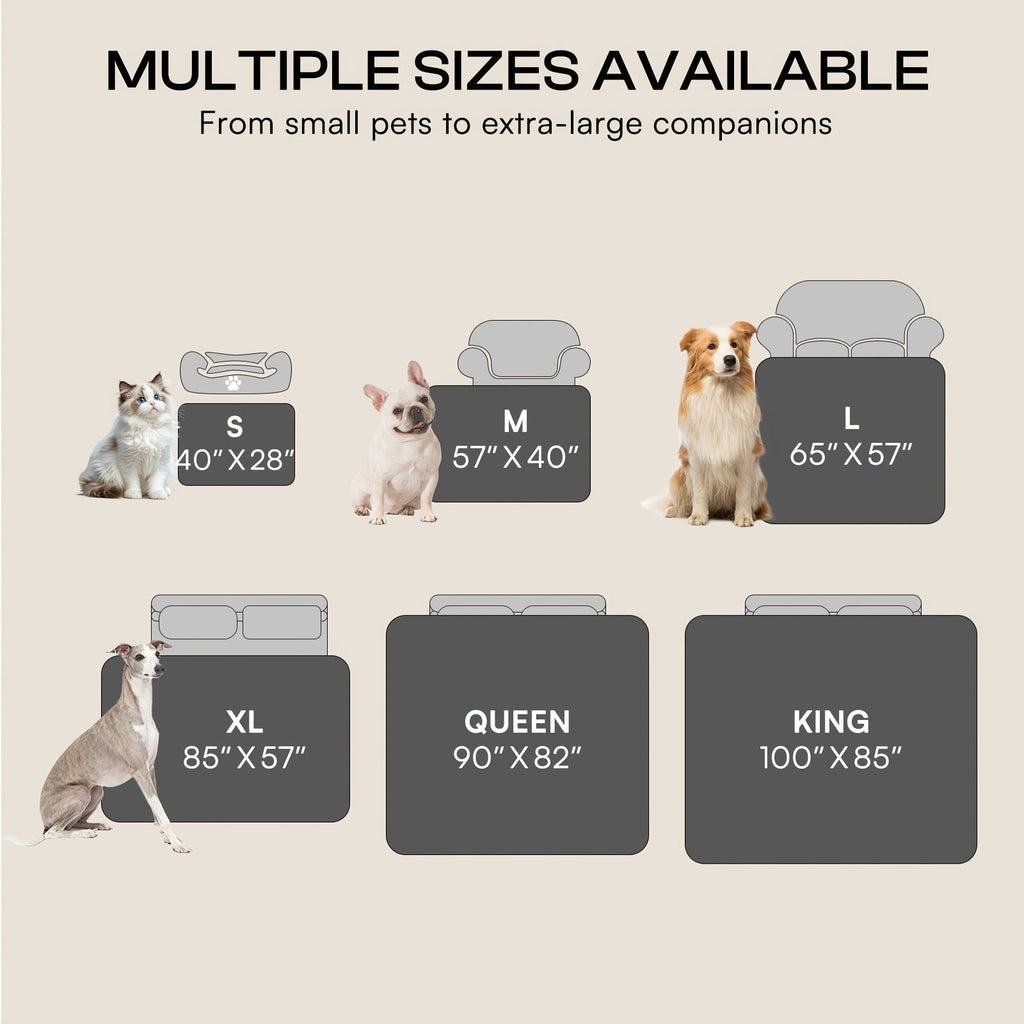 Liquid-Proof Pet Blanket, Reversible Sherpa Fleece Sofa Bed Furniture Protector for Dogs and Cats, Machine Washable Throw Blanket, Small/Medium/Large/XL, Light Gray/Khaki/Beige/Dark Gray