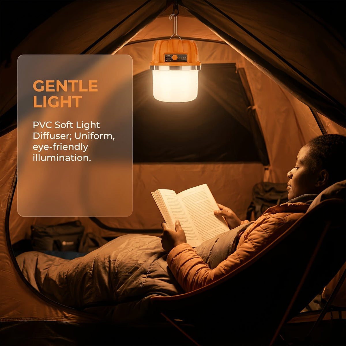 LED Camping Lantern USB Rechargeable with Built-In Power Bank, Ultra-Bright Portable Hanging Tent Light for Camping, BBQ, Patio, and Outdoor Emergency, Charges Mobile Phones, Freestanding & Hanging Design