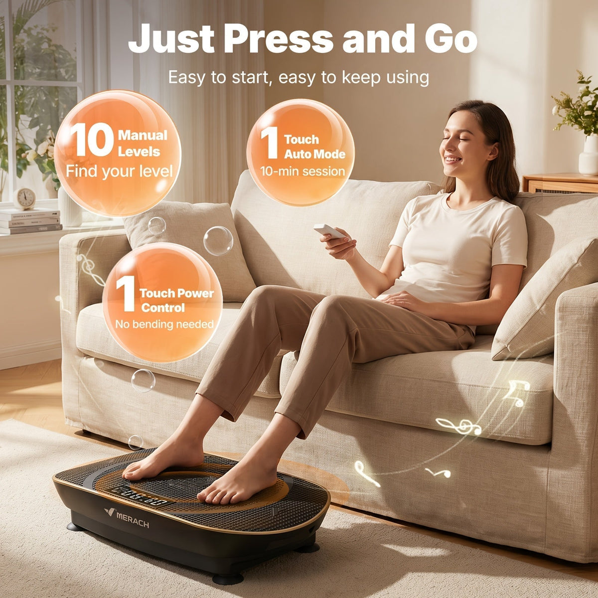 MERACH CV30 Pro Vibration Plate Exercise Machine, Auto-Sensing Full Body Workout Platform with Bluetooth Speaker, Resistance Bands, 10 Speed Levels, LED Display, 330-440 lbs Capacity – Home Gym Fitness