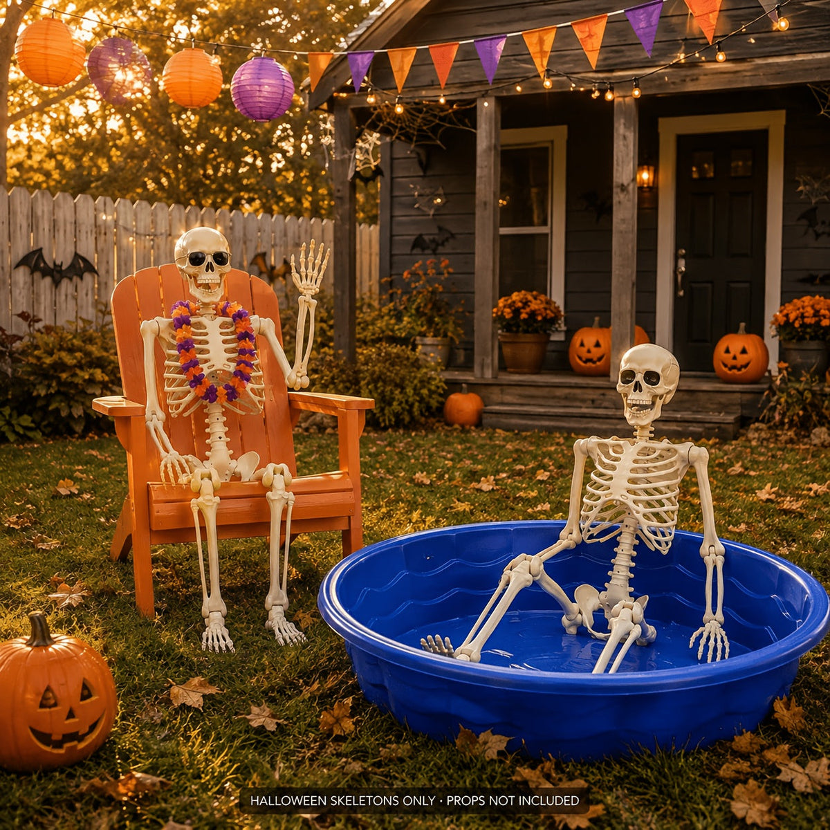 5.4Ft Life-Size Adjustable Human Adult Skeleton - Plastic Bones, Movable Joints - Halloween Decoration & Haunted House Prop