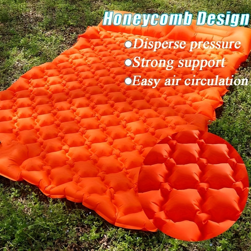 Self-Inflating Sleeping Pad, Ultralight Nylon TPU Camping Mat, Built-In Pump, Single & Double Person Options, Compact Portable Sleeping Mat for Camping, Hiking, Backpacking, Travel, and Picnics, Orange & Blue