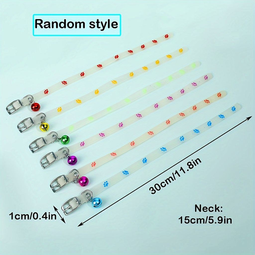 4-Pack Glow in the Dark Cat Collars with Bell, Night Safety Reflective Glowing Collars for Outdoor Cats, Blacklight Reactive, Mixed Colors, One Size Fits Most