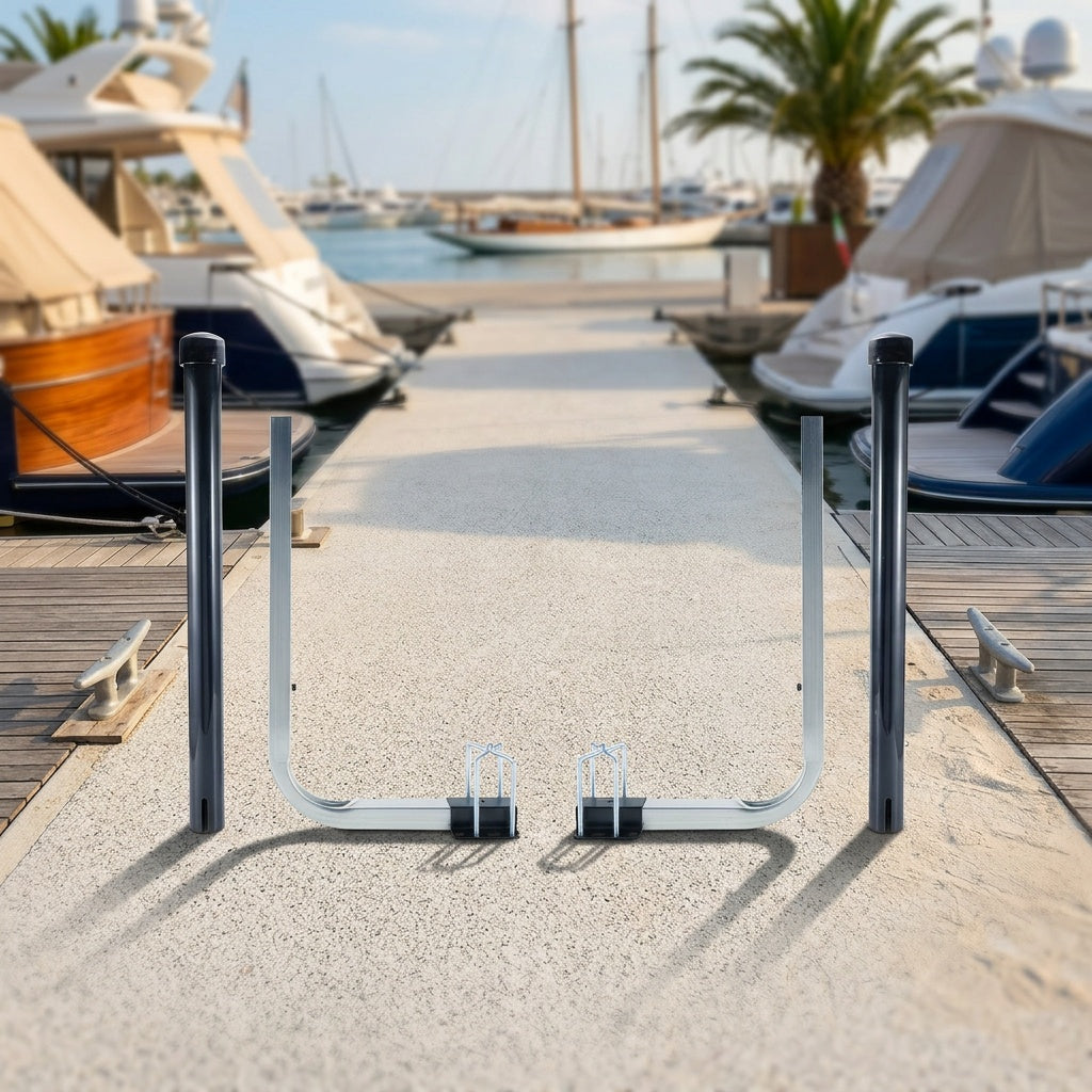 Adjustable Boat Trailer Guide Poles 31"-60" L-Shaped Galvanized Stainless Steel with Black PVC Pipes - Trailer Guide-Ons for Ski Boat, Fishing Boat & Sailboat Trailer
