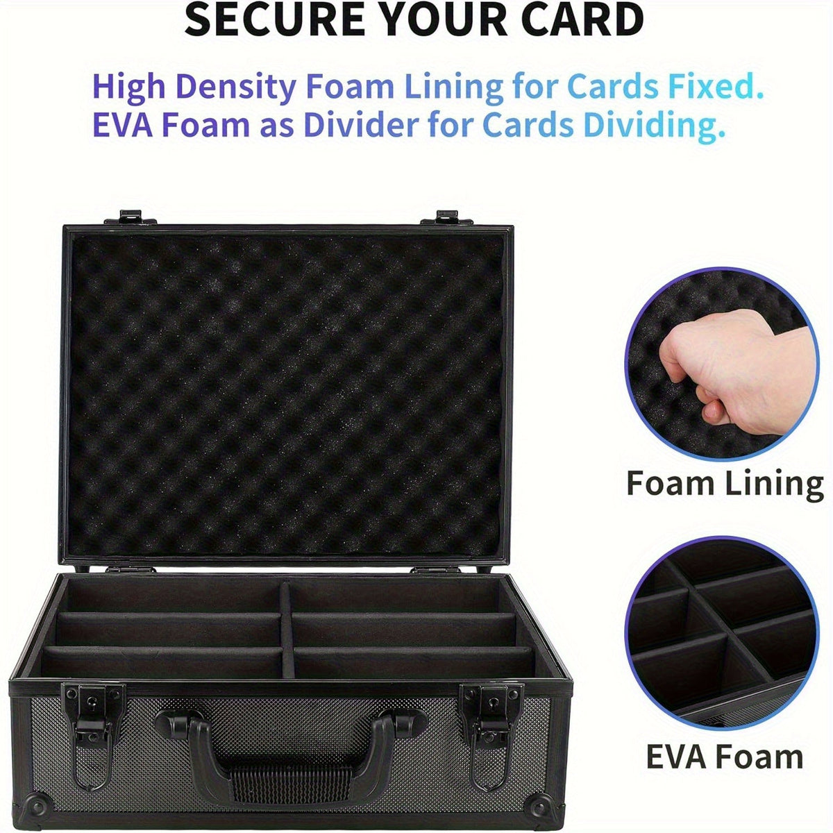 Trading Card Storage Box with Lock, Holds 600+ 3x4 35PT Rigid Top Loaders, Sports Card Organizer Case for Pokémon, MTG, Yu-Gi-Oh!, Baseball, Football, Standard and Mini Size Options